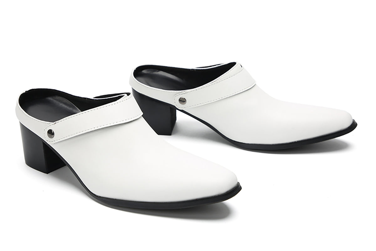 Mens Genunie Leather Mules Slip On Casual Slippers Heel Sandals Clogs Loafers