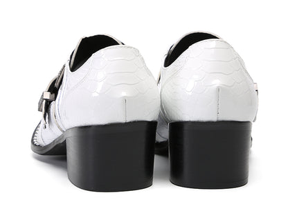 Men‘s Monk Strap Loafers Genuine Leather Croc-Embossed Shoes