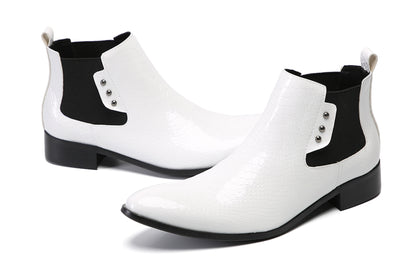 Mens Top-Grain Leather Slip-On Chelsea Boots