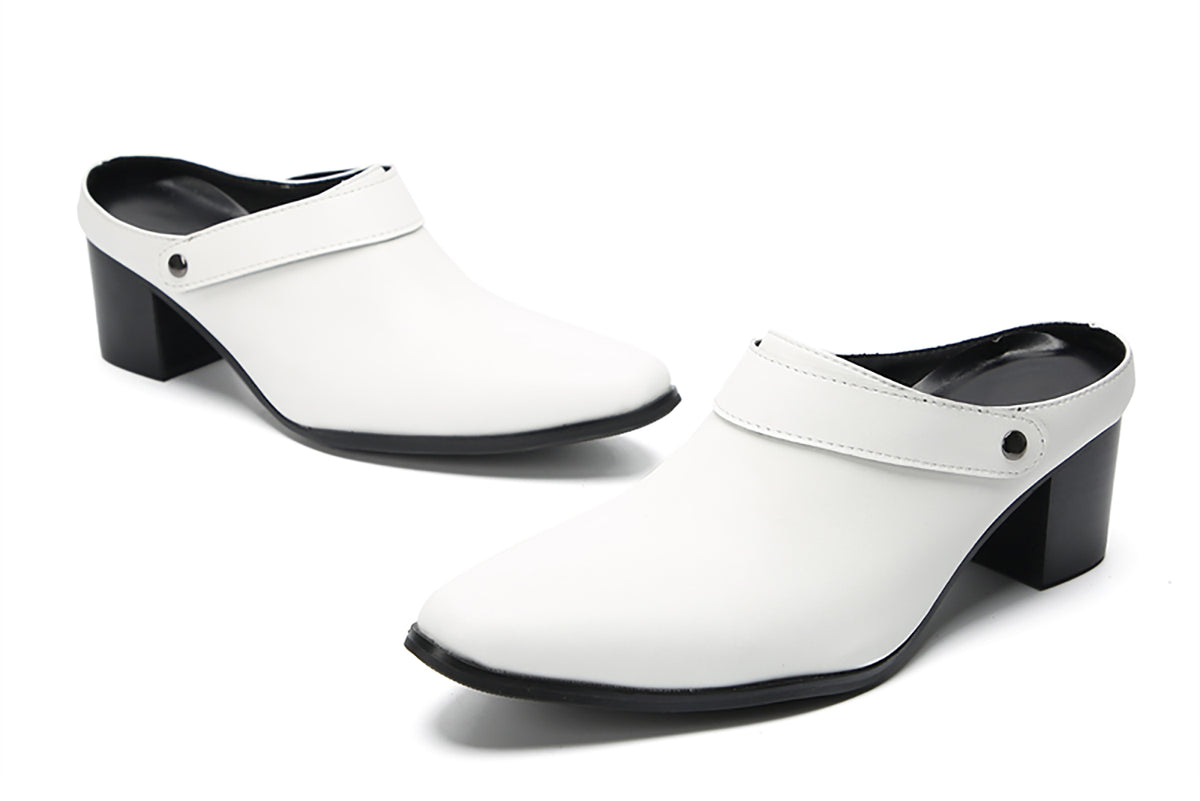 Mens Genunie Leather Mules Slip On Casual Slippers Heel Sandals Clogs Loafers