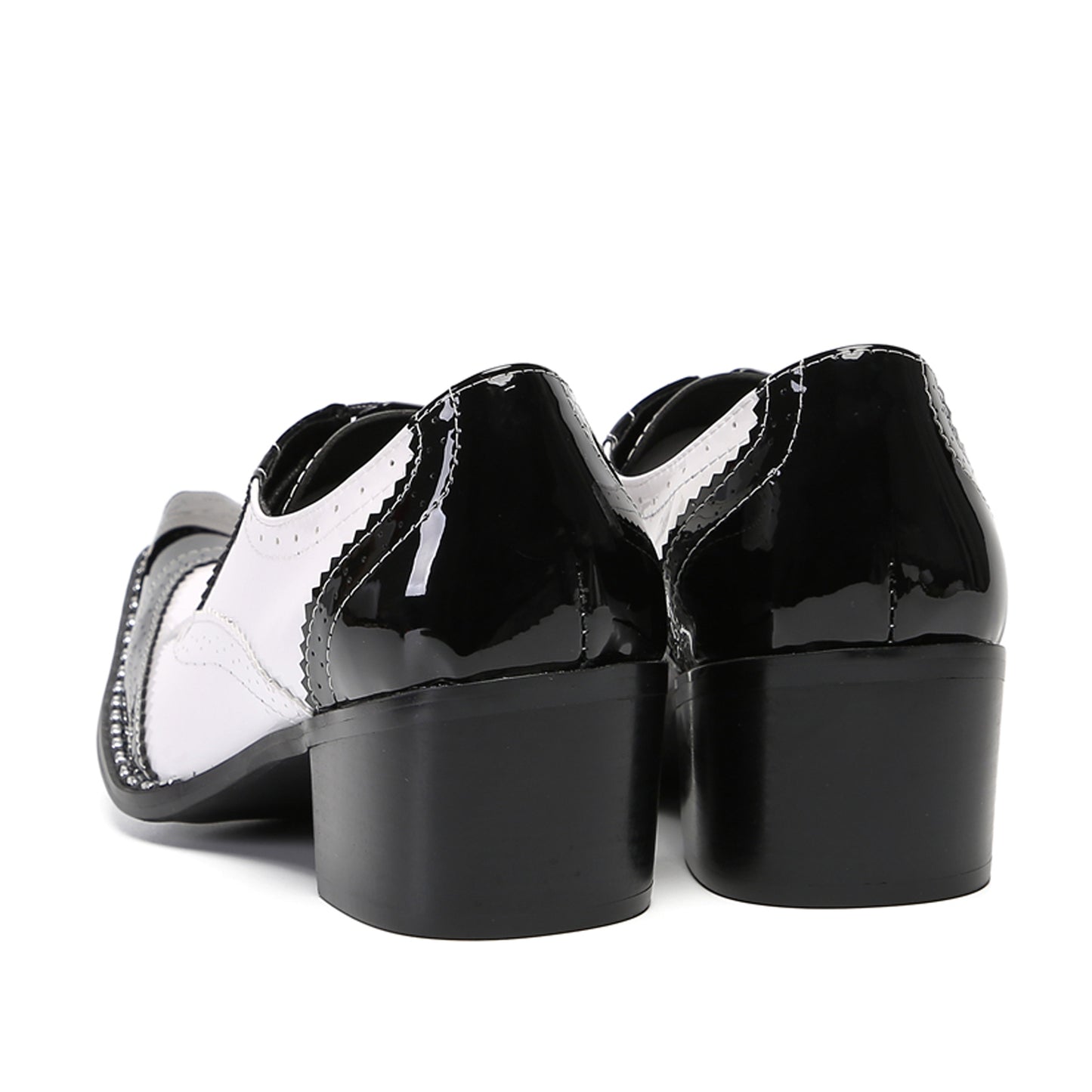 Mens Square Toe Two-Tone Brogue Western Oxfords Shoes