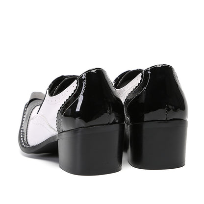 Mens Square Toe Two-Tone Brogue Western Oxfords Shoes