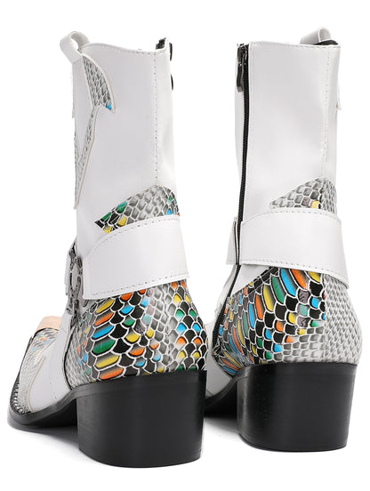 Mens Top-Grain Leather High Top Western Cowboy Boots