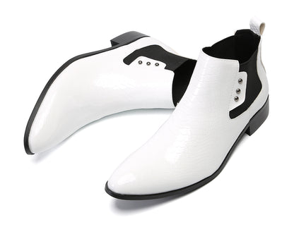Mens Top-Grain Leather Slip-On Chelsea Boots