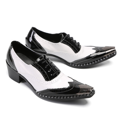 Mens Square Toe Two-Tone Brogue Western Oxfords Shoes