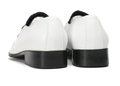 Mens White Tuxedo Mocasines Abstract Paint Loafers