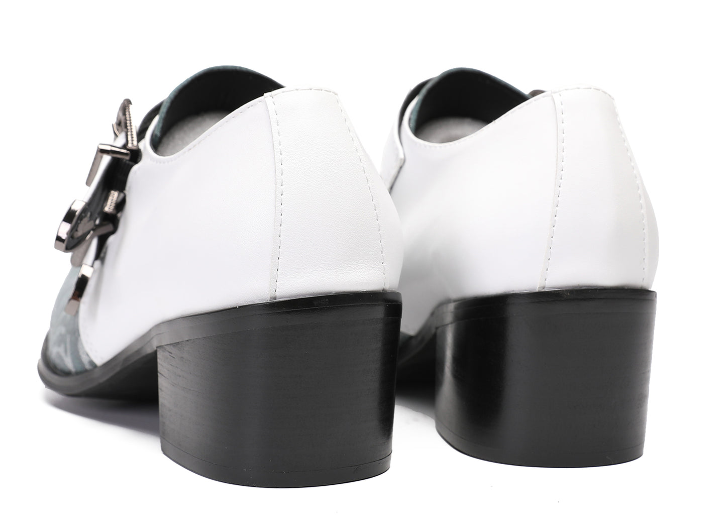 Mens Party Dress Metal-Tip Toe Heel Double Monk Strap Western Loafers