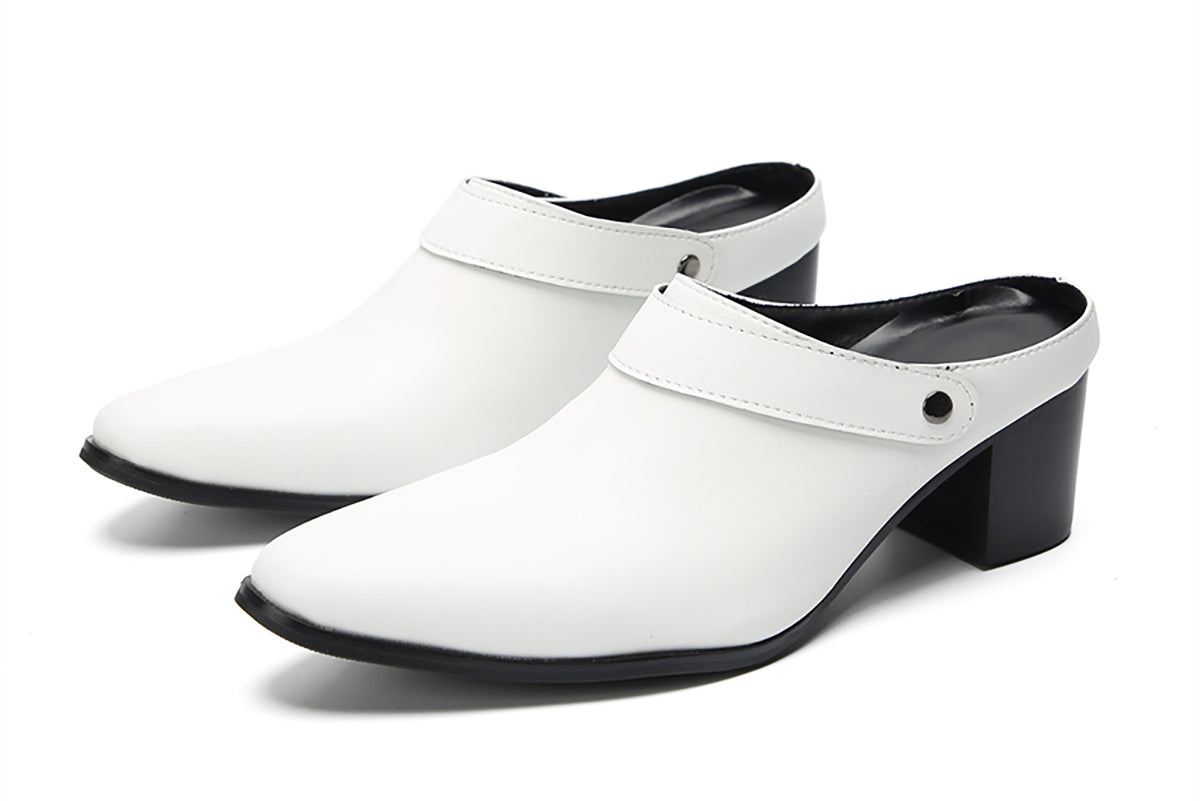Mens Genunie Leather Mules Slip On Casual Slippers Heel Sandals Clogs Loafers