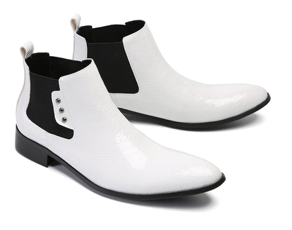 Mens Top-Grain Leather Slip-On Chelsea Boots