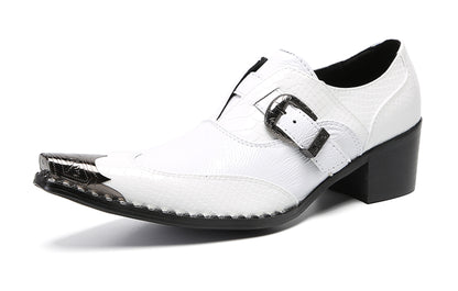 Men‘s Monk Strap Loafers Genuine Leather Croc-Embossed Shoes
