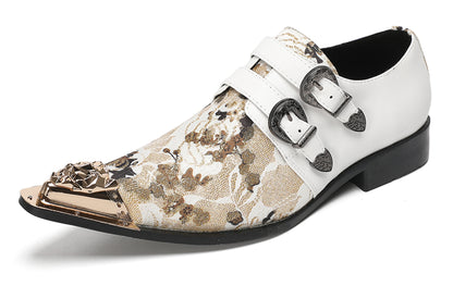 Mens Floral Jacquard Double Monk Strap Western Loafers