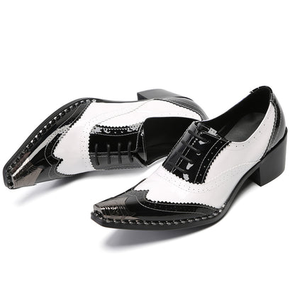 Mens Square Toe Two-Tone Brogue Western Oxfords Shoes