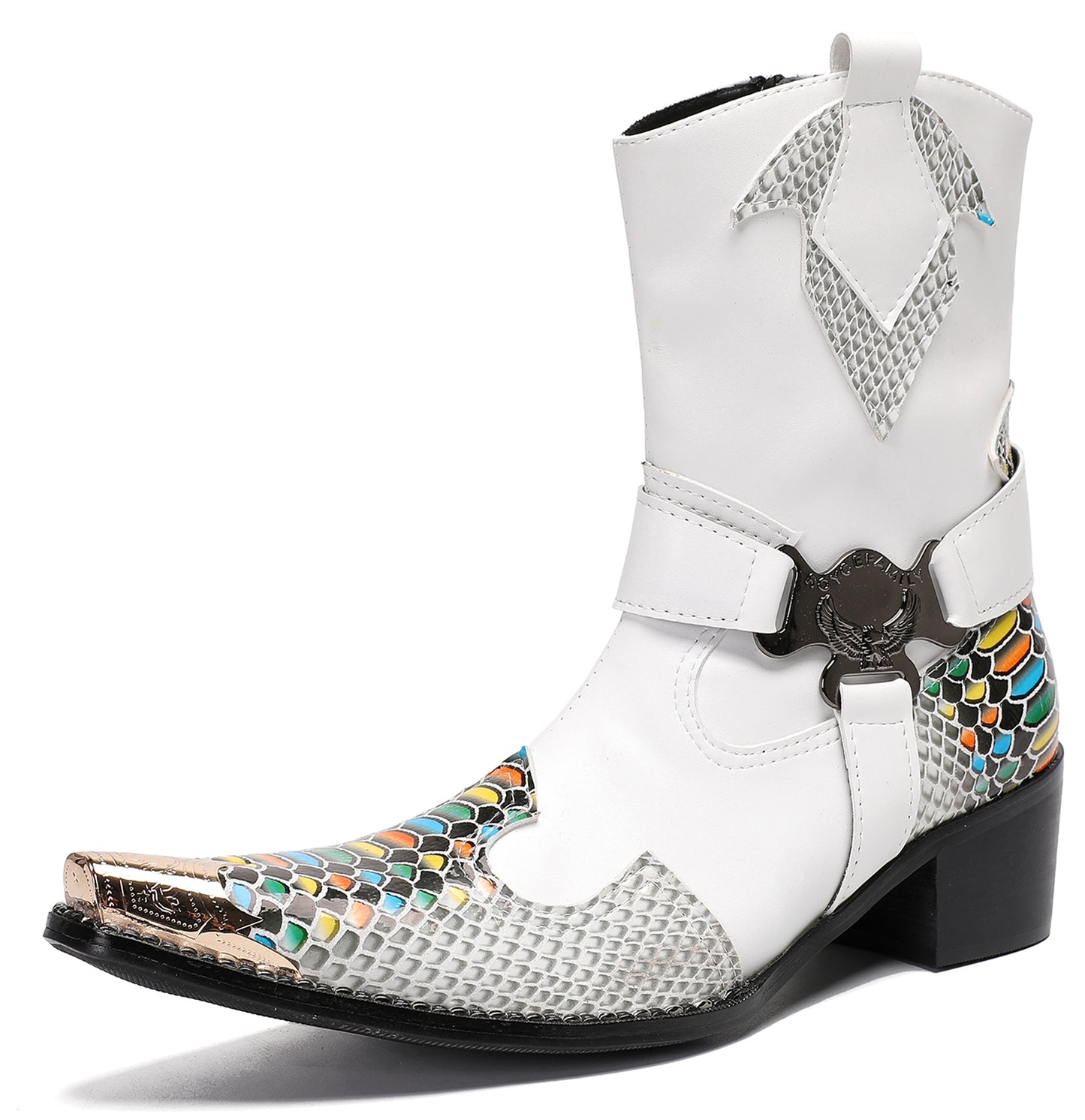 Mens Top-Grain Leather High Top Western Cowboy Boots