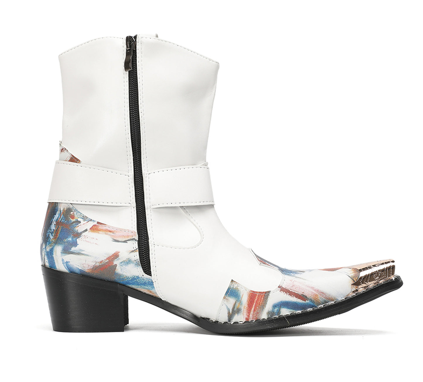 Mens Top-Grain Leather High Top Western Cowboy Boots