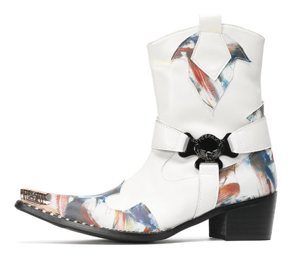 Mens Top-Grain Leather High Top Western Cowboy Boots