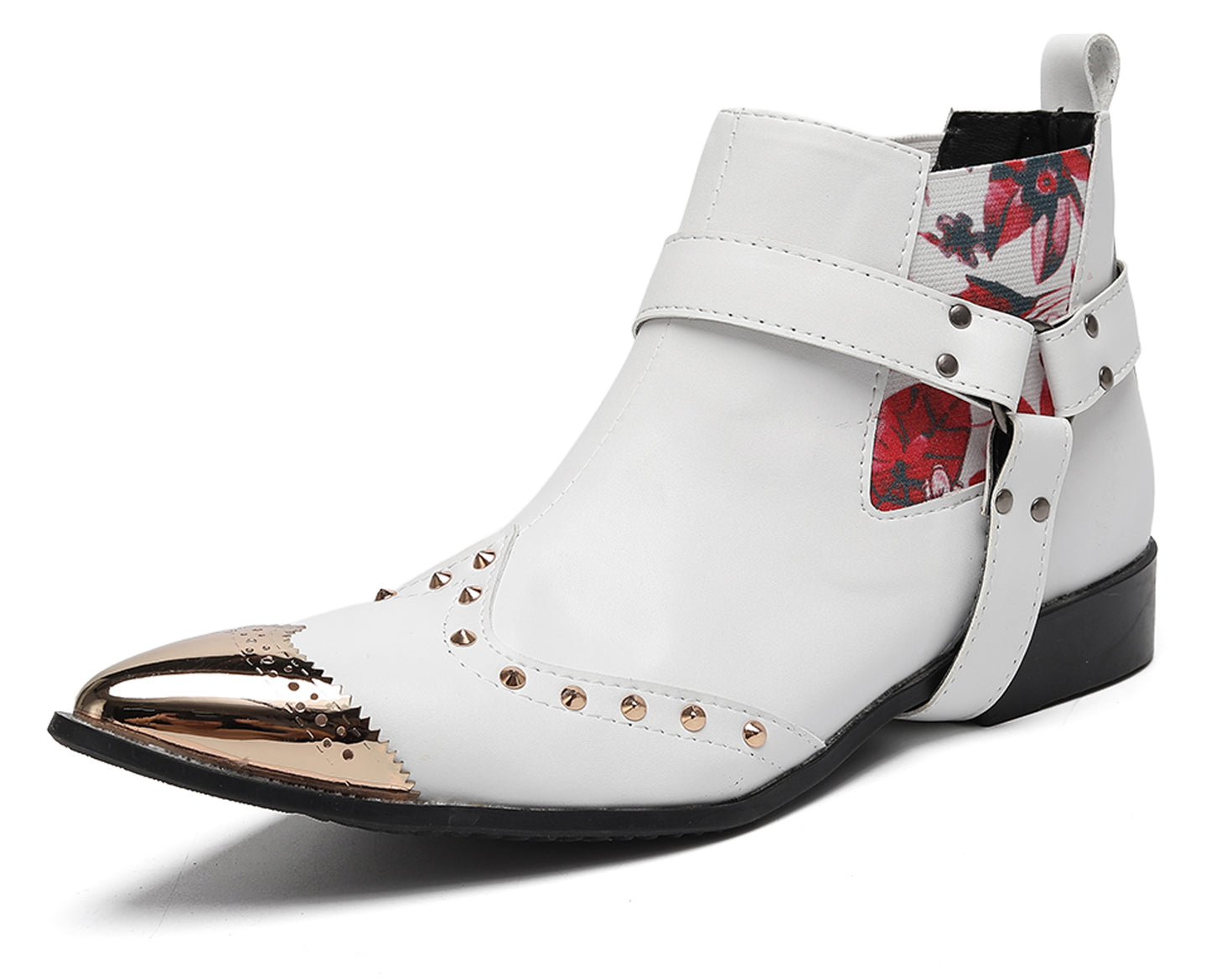 Mens Genuine Leather Pull Up Belt Buckle Metal Tip Ankle Western Boots