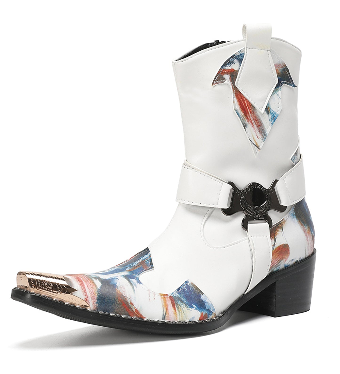 Mens Top-Grain Leather High Top Western Cowboy Boots