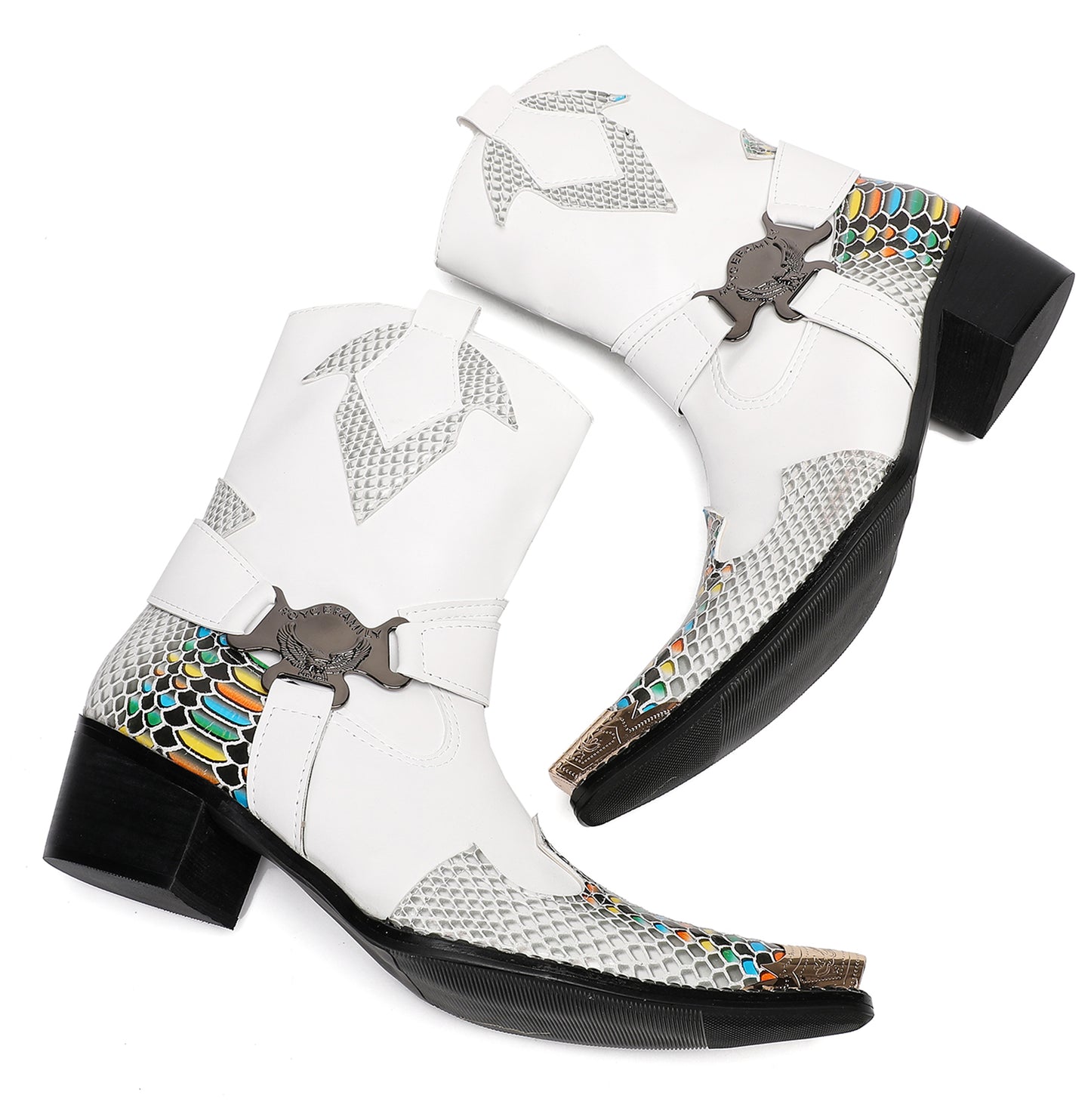 Mens Top-Grain Leather High Top Western Cowboy Boots