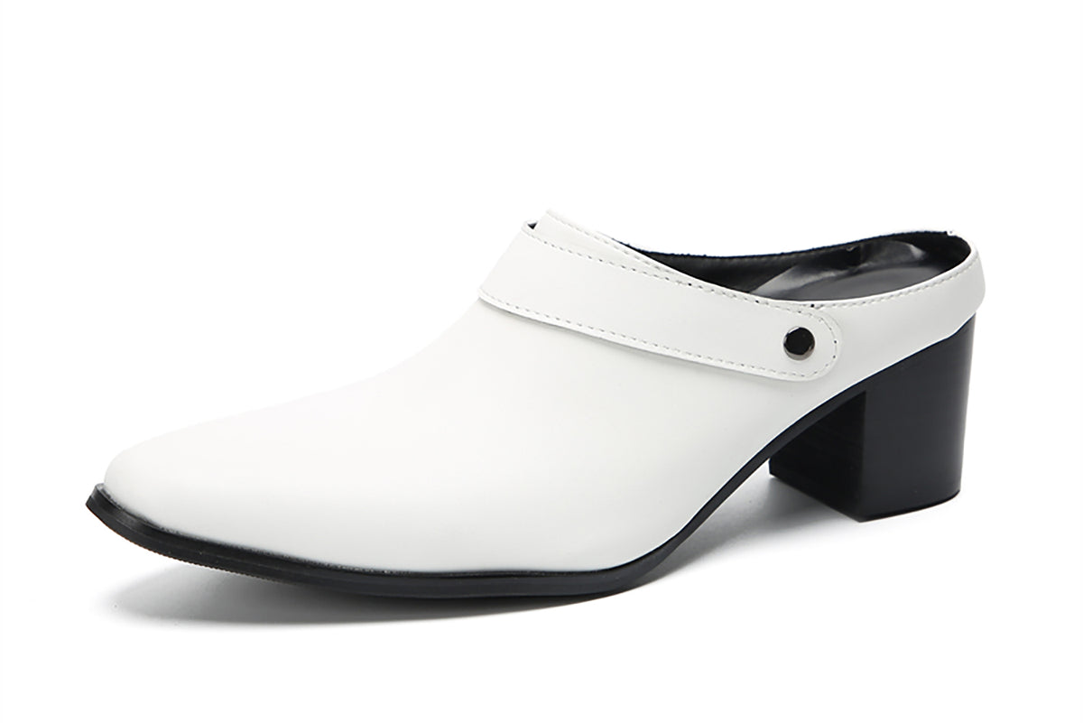 Mens Genunie Leather Mules Slip On Casual Slippers Heel Sandals Clogs Loafers