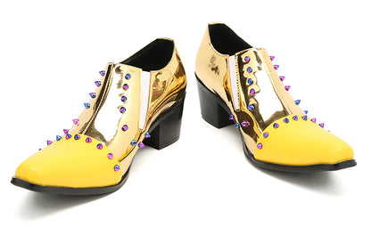 Mens Silp On Casual Dress Party Leather Pointed Toe Beaded  Loafers