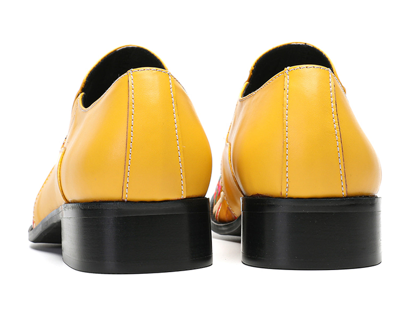 Mens Top-Grain Leather Floral Embroidery Casual Western Loafers
