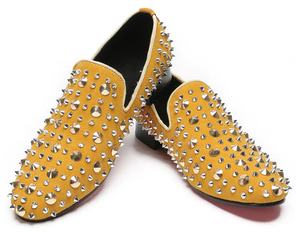 Mens Rocker Suede Party Dsico Ballroom Bar Disco Studded Loafers