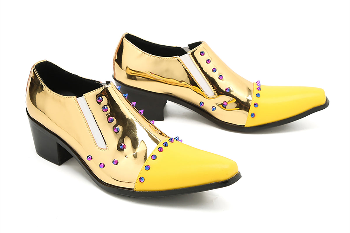 Mens Silp On Casual Dress Party Leather Pointed Toe Beaded  Loafers