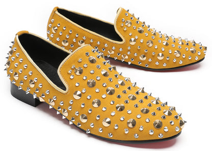 Mens Rocker Suede Party Dsico Ballroom Bar Disco Studded Loafers