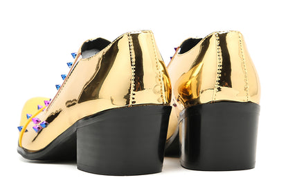 Mens Silp On Casual Dress Party Leather Pointed Toe Beaded  Loafers