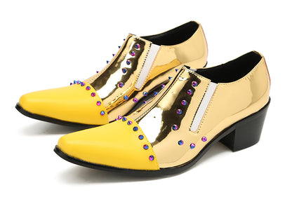 Mens Silp On Casual Dress Party Leather Pointed Toe Beaded  Loafers