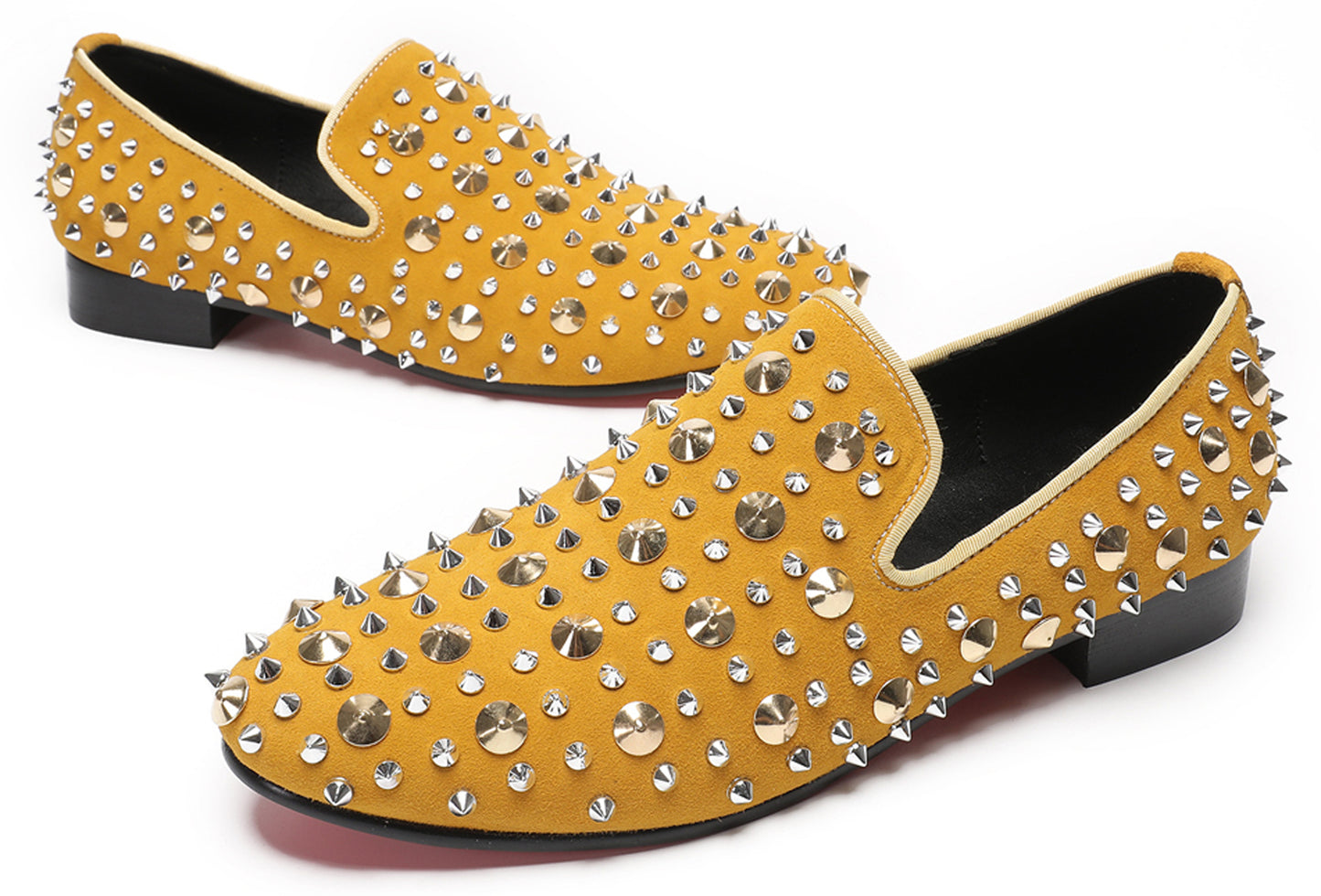 Mens Rocker Suede Party Dsico Ballroom Bar Disco Studded Loafers