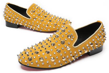 Mens Rocker Suede Party Dsico Ballroom Bar Disco Studded Loafers