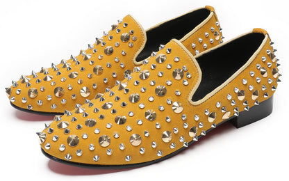 Mens Rocker Suede Party Dsico Ballroom Bar Disco Studded Loafers