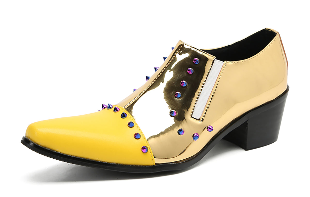 Mens Silp On Casual Dress Party Leather Pointed Toe Beaded  Loafers